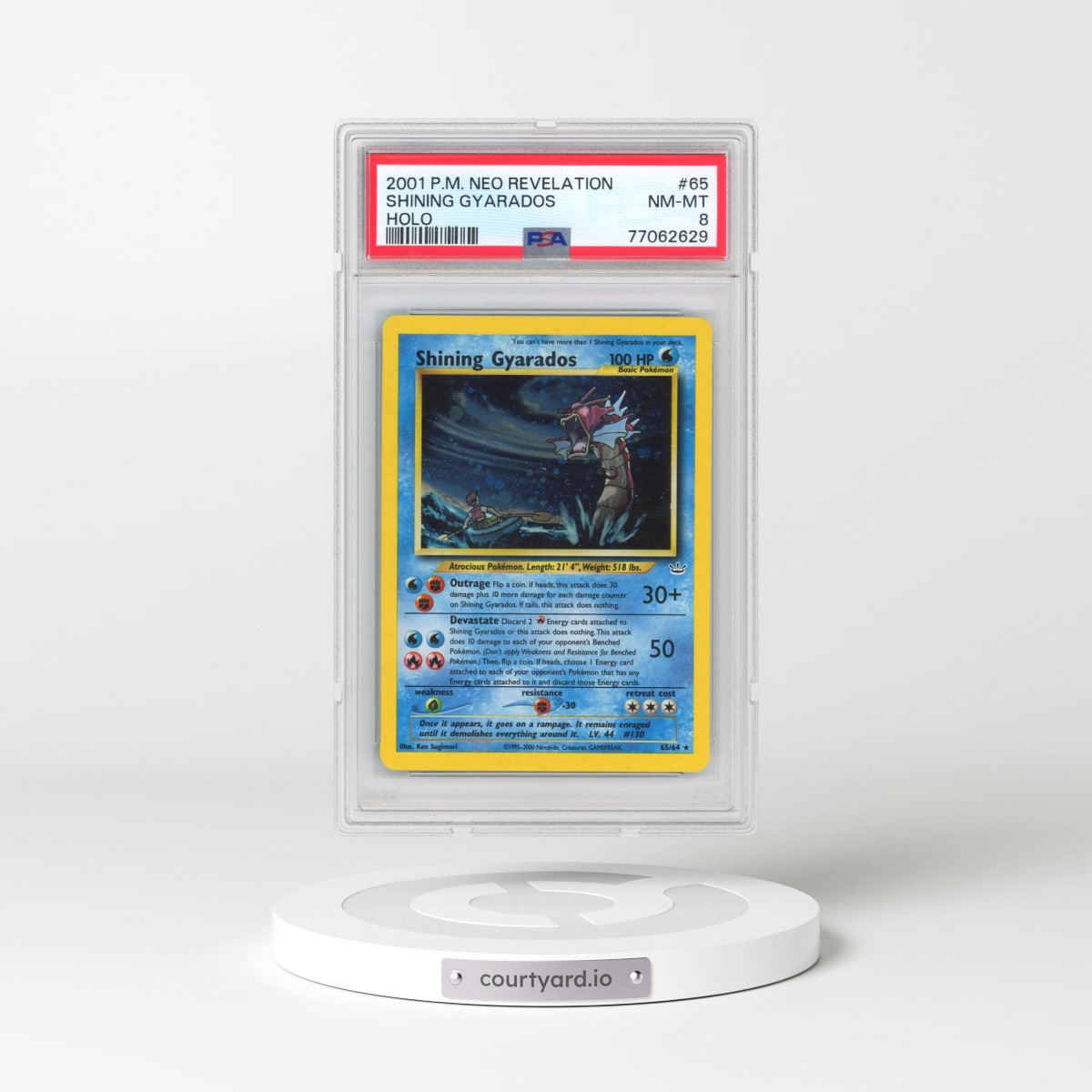 2001 Pokémon Neo Revelation #65 Shining Gyarados - Holo Holo (PSA 8 NM-MT)