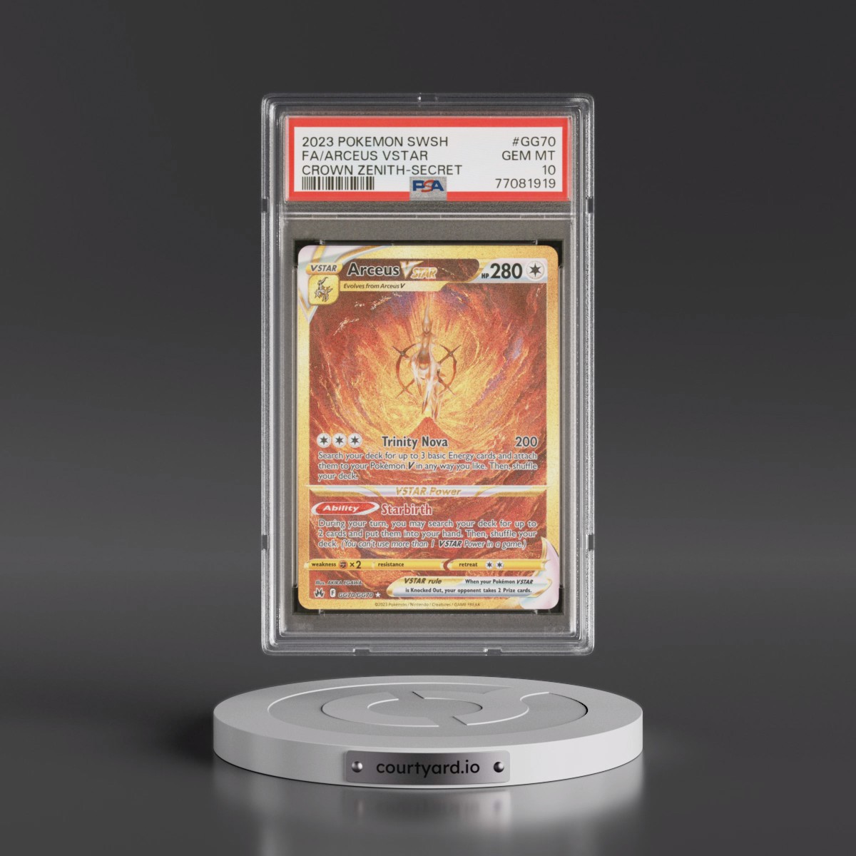 2023 Pokémon Sword and Shield Crown Zenith #GG70 Arceus Vstar - Full Art Secret (PSA 10 GEM MINT)