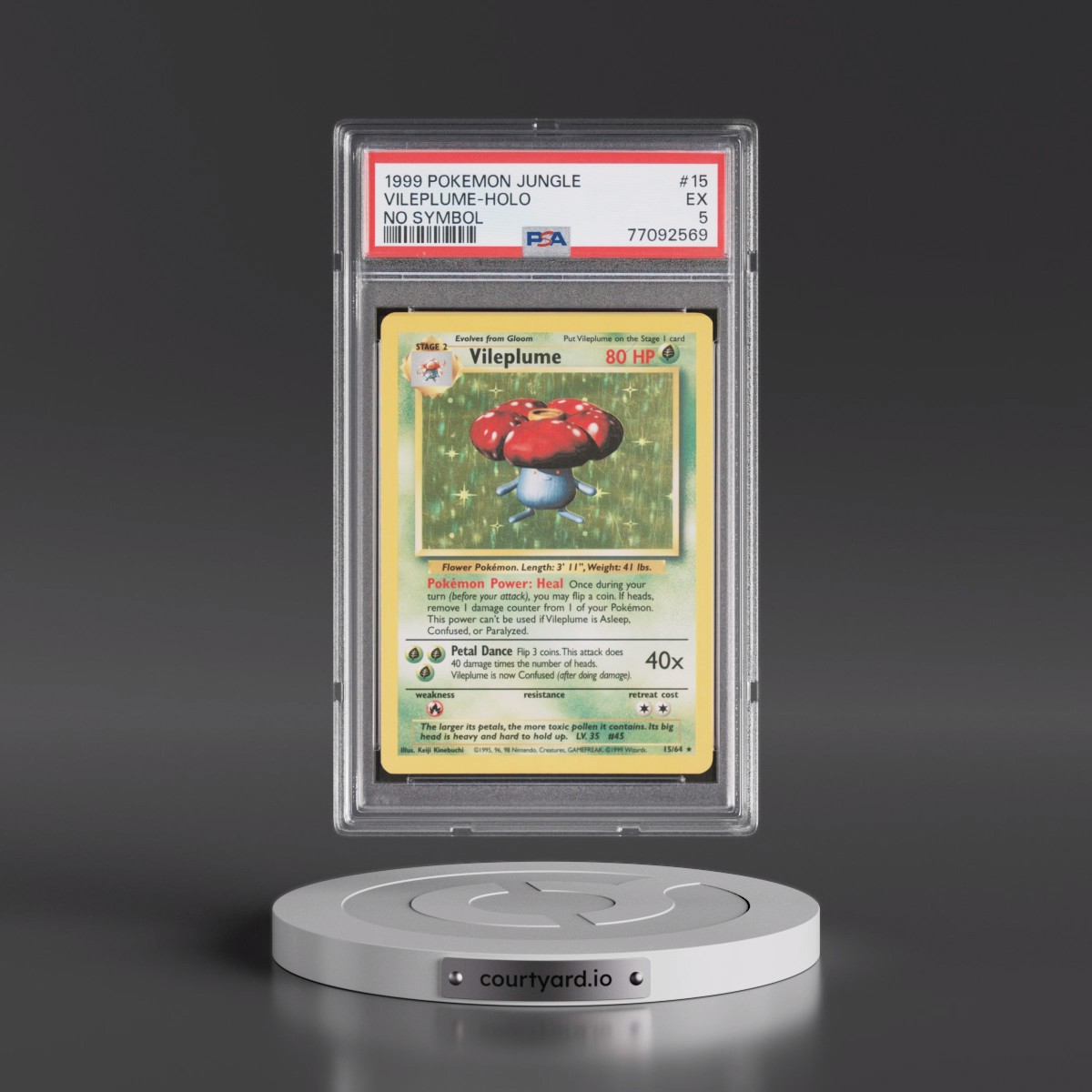 1999 Pokémon Jungle #15 Vileplume - Holo No Symbol (PSA 5 EX)