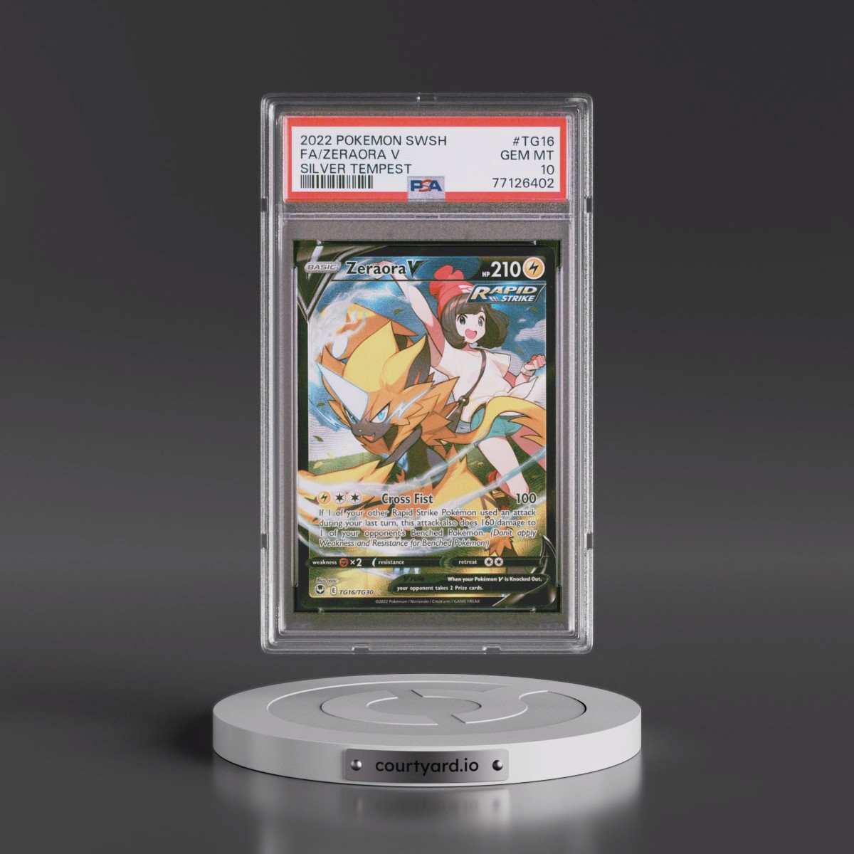 2022 Pokémon Sword & Shield Silver Tempest #TG16 Zeraora V - Holo Full Art (PSA 10 GEM MINT)