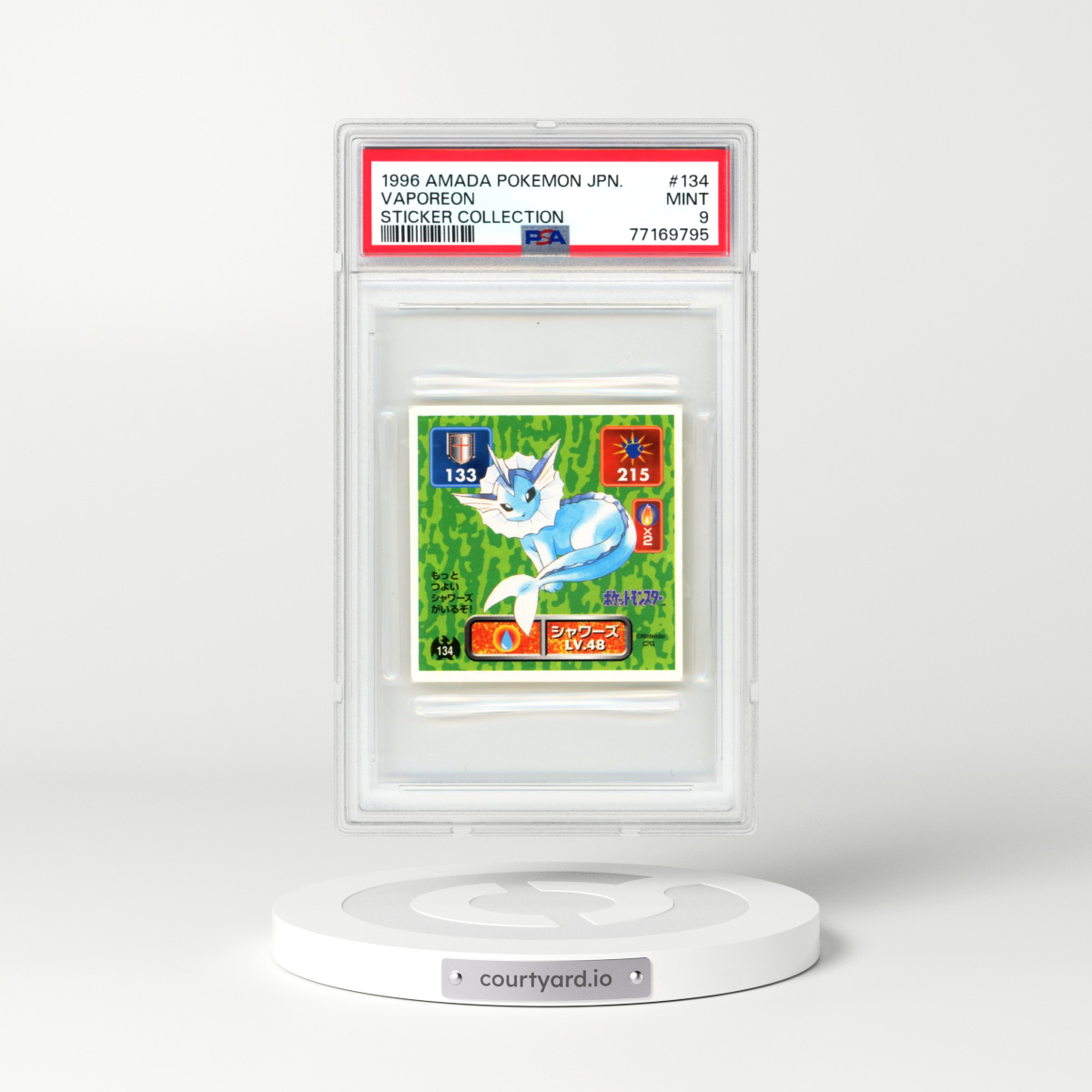 1996 Japanese Amada Pokémon Sticker Collection #134 Vaporeon (PSA 9 MINT)