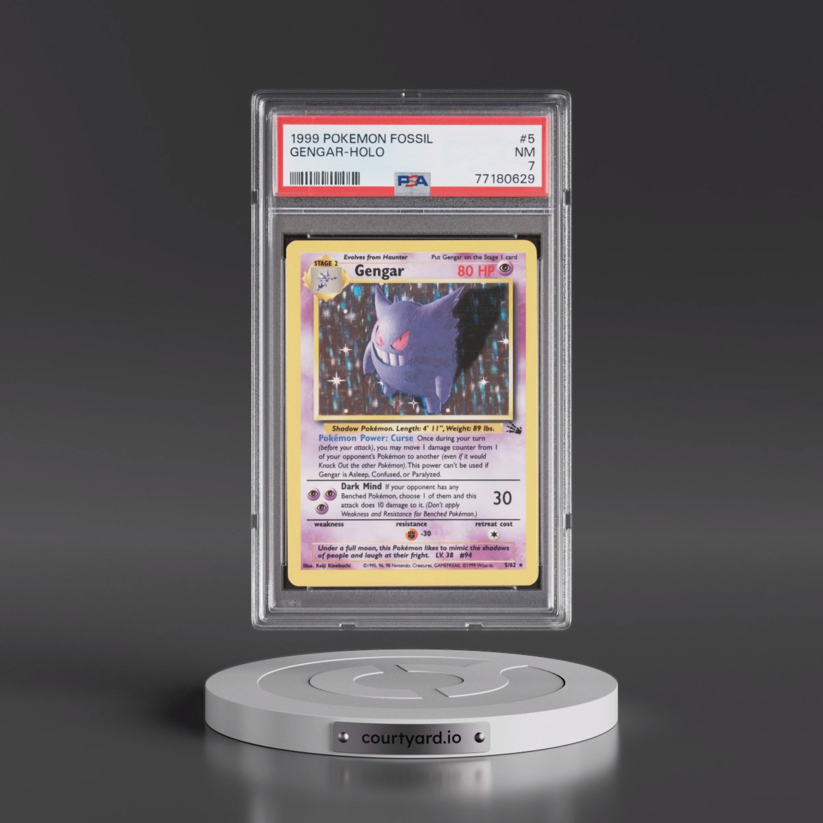 1999 Pokémon Fossil #5 Gengar - Holo (PSA 7 NM)