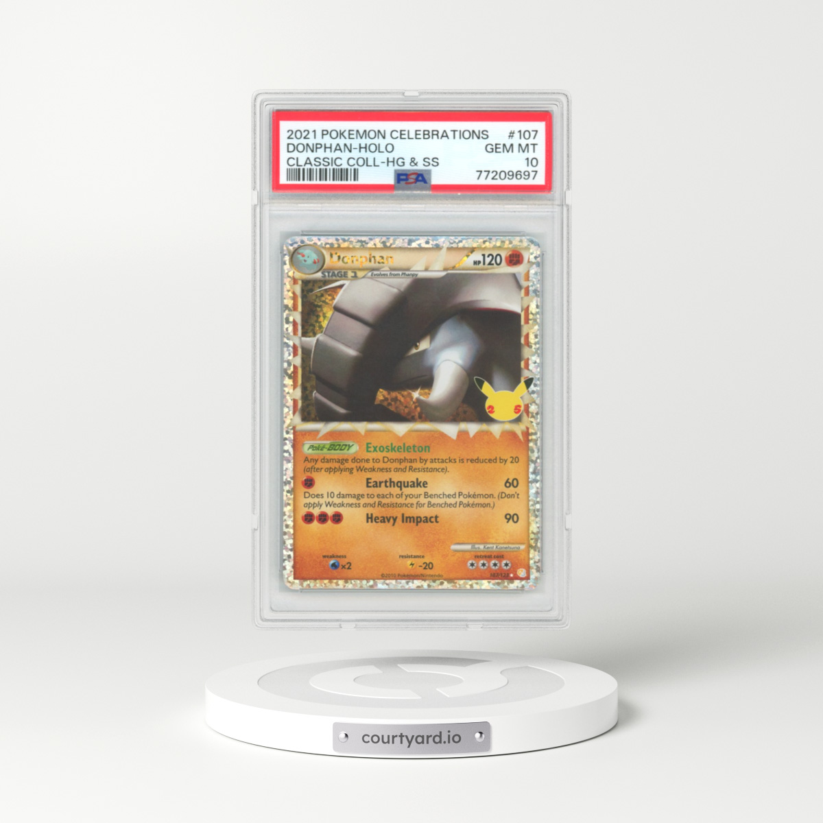 2021 Celebrations - Classic Collection #107 Donphan - HeartGold & SoulSilver Holo (PSA 10 GEM MINT)