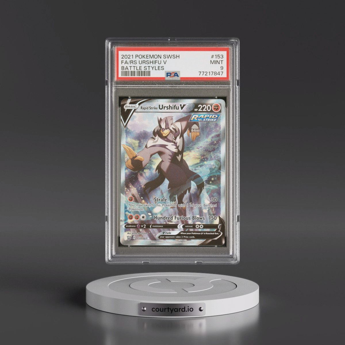 2021 Pokémon Sword & Shield Battle Styles #153 Rapid Strike Urshifu V - Holo Full Art (PSA 9 MINT)