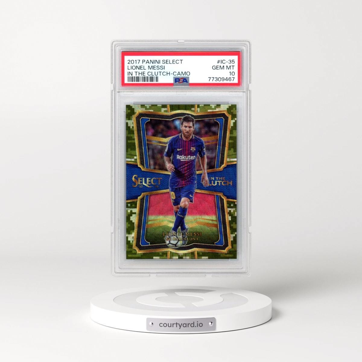 2017 Panini Select in the Clutch #IC-35 Lionel Messi - Camo (PSA 10 GEM MINT)