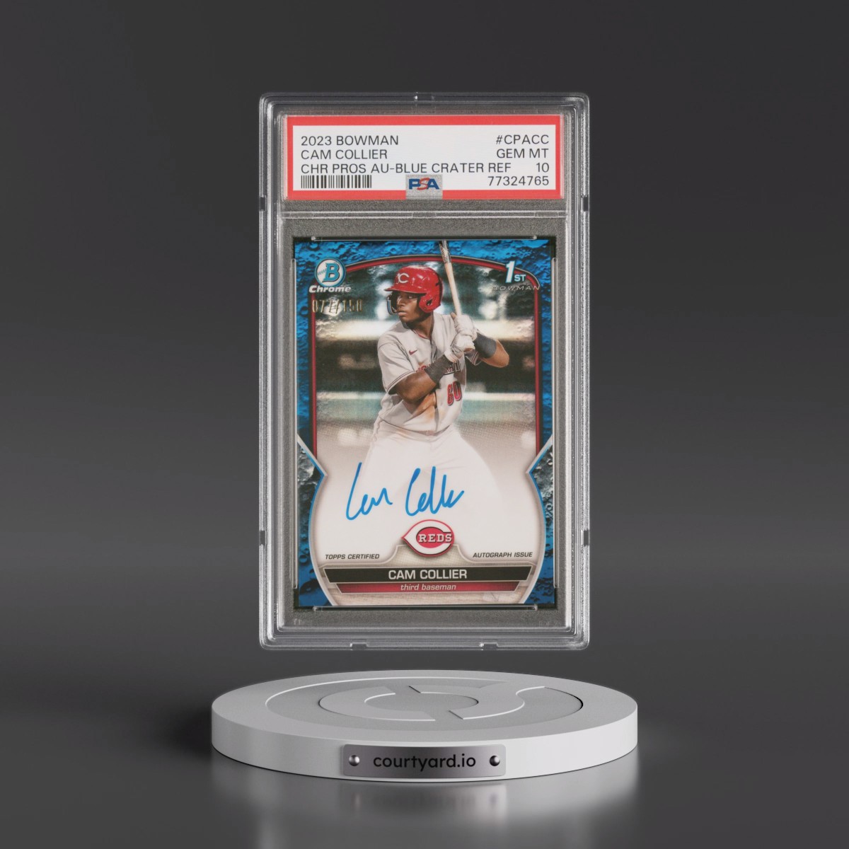 2023 Bowman Chrome Prospect Autographs Cam Collier - Blue Lunar Crater Refractor #CPACC PSA 10