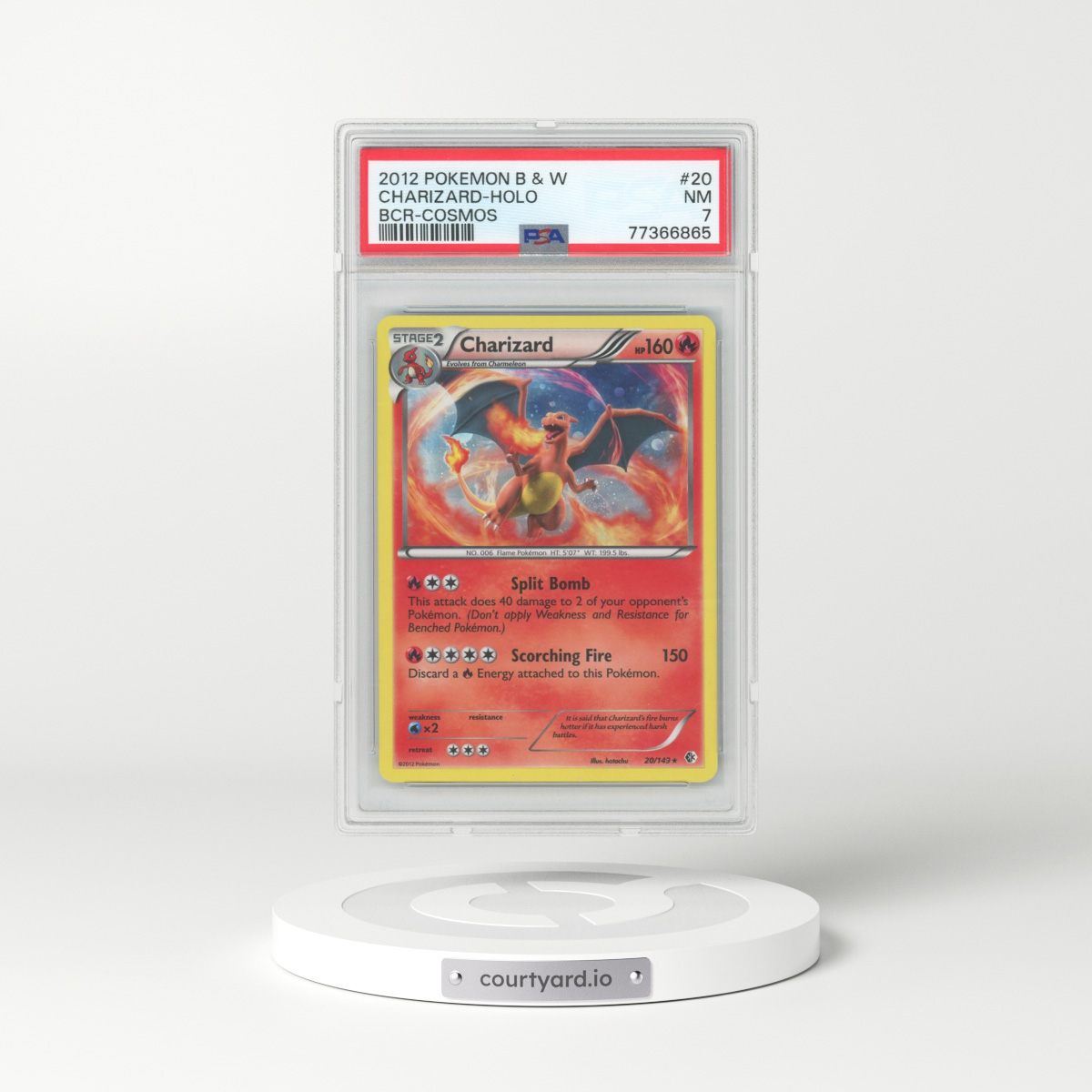 2012 Pokémon Black & White Boundaries Crossed #20 Charizard - Holo Cosmos (PSA 7 NM)