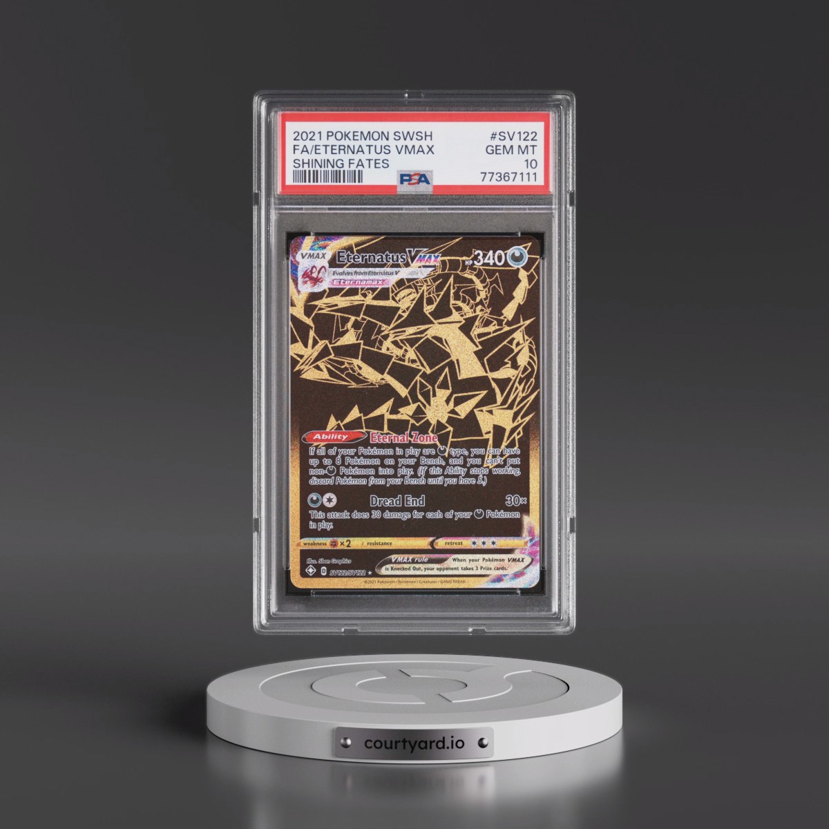 2021 Pokémon Sword & Shield Shining Fates #SV122 Eternatus Vmax - Full Art (PSA 10 GEM MINT)