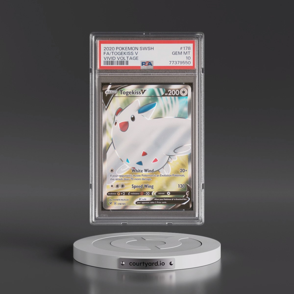 2020 Pokémon Sword & Shield Vivid Voltage #178 Togekiss V - Holo Full Art (PSA 10 GEM MINT)