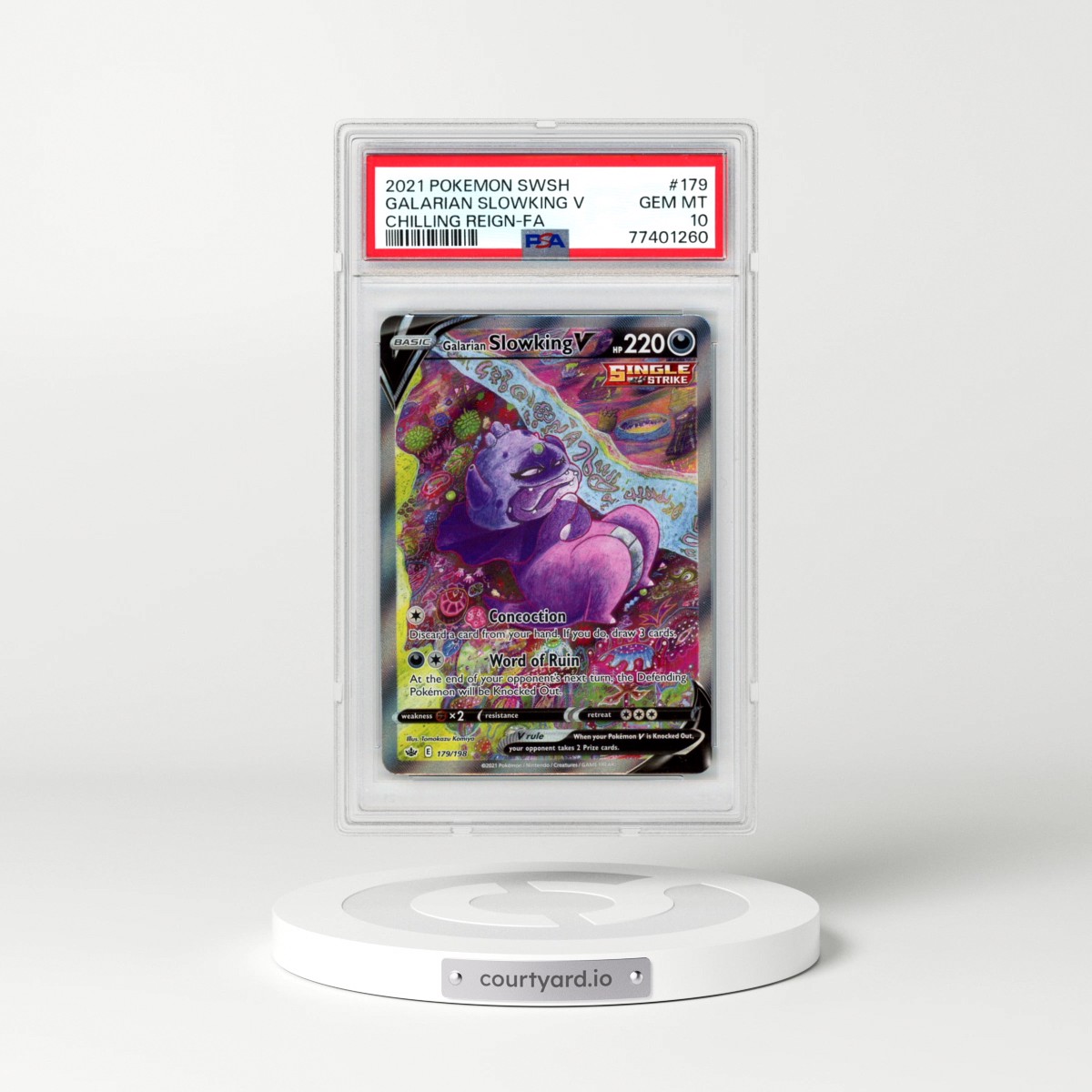 2021 Pokémon Sword & Shield Chilling Reign #179 Galarian Slowking V - Holo Full Art (PSA 10 GEM MINT)