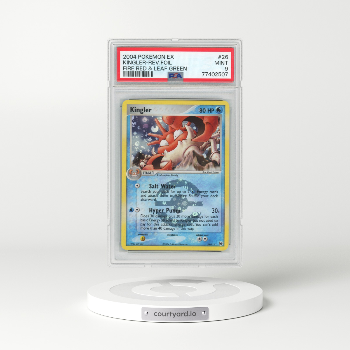 2004 Pokémon EX Fire Red & Leaf Green #26 Kingler - Reverse Foil (PSA 9 MINT)