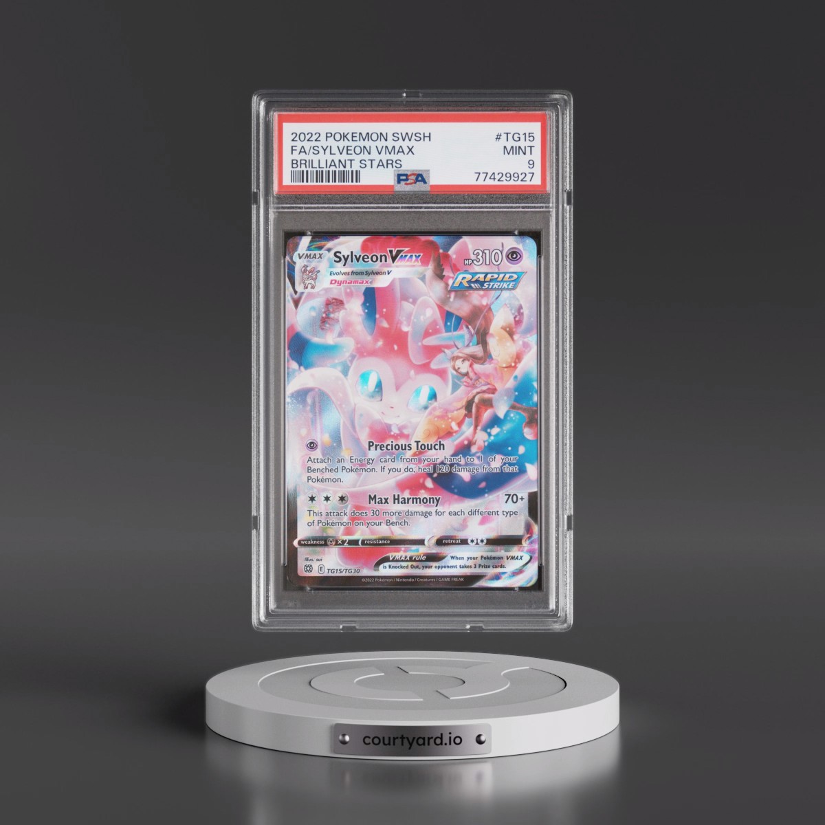 2022 Pokémon Sword & Shield Brilliant Stars #TG15 Sylveon Vmax - Full Art (PSA 9 MINT)