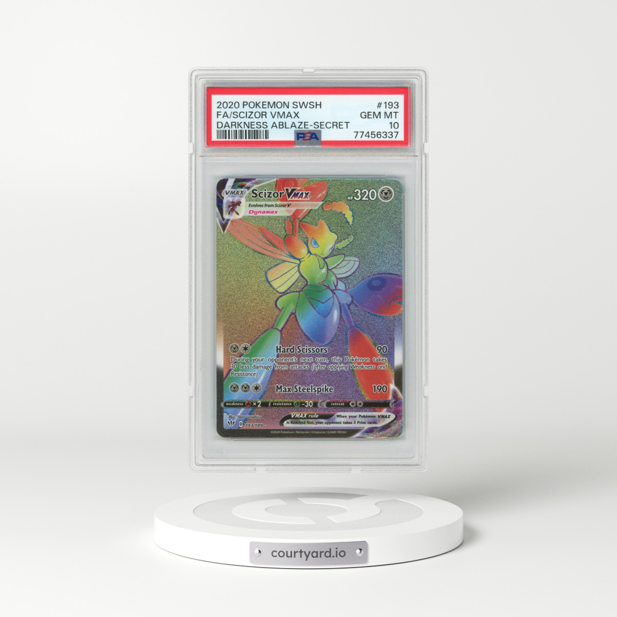 2020 Pokémon Sword & Shield Darkness Ablaze #193 Scizor Vmax - Full Art Secret (PSA 10 GEM MINT)