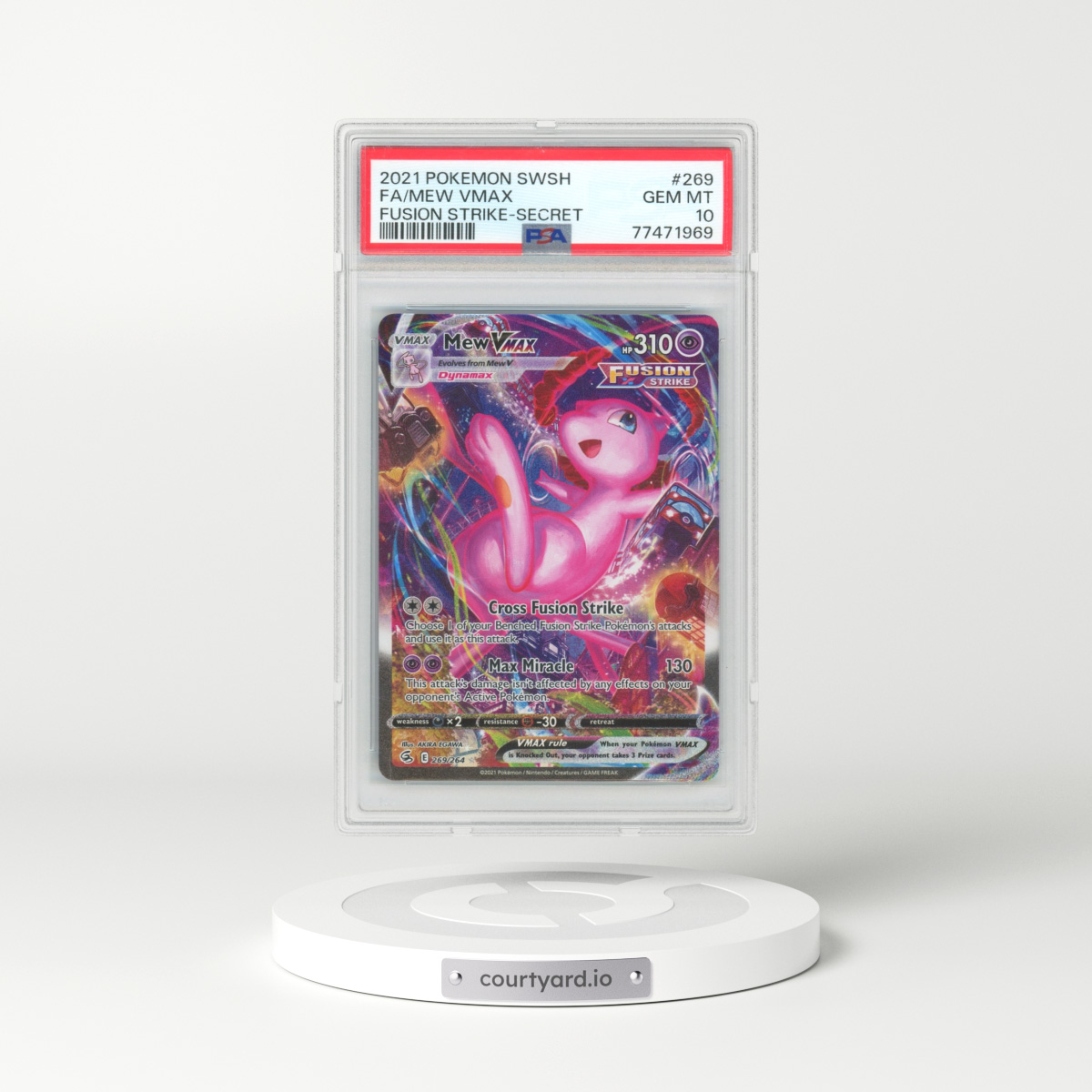 2021 Pokémon Sword & Shield Fusion Strike #269 Mew Vmax - Full Art Secret (PSA 10 GEM MINT)