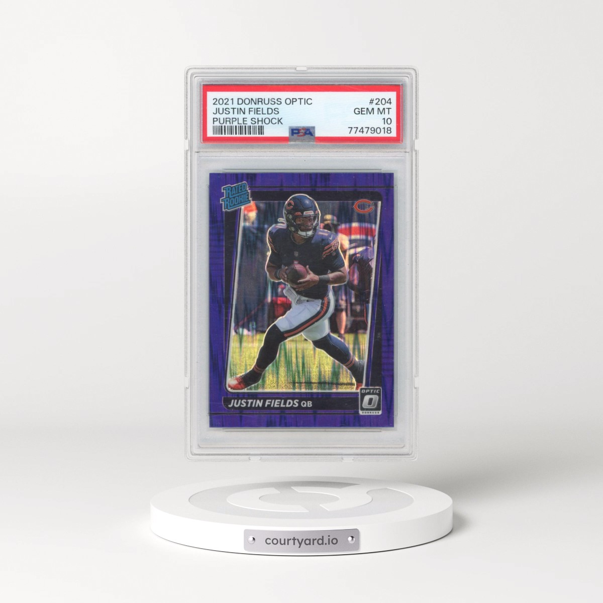 2021 Panini Donruss Optic #204 Justin Fields - Purple Shock (PSA 10 GEM MINT)
