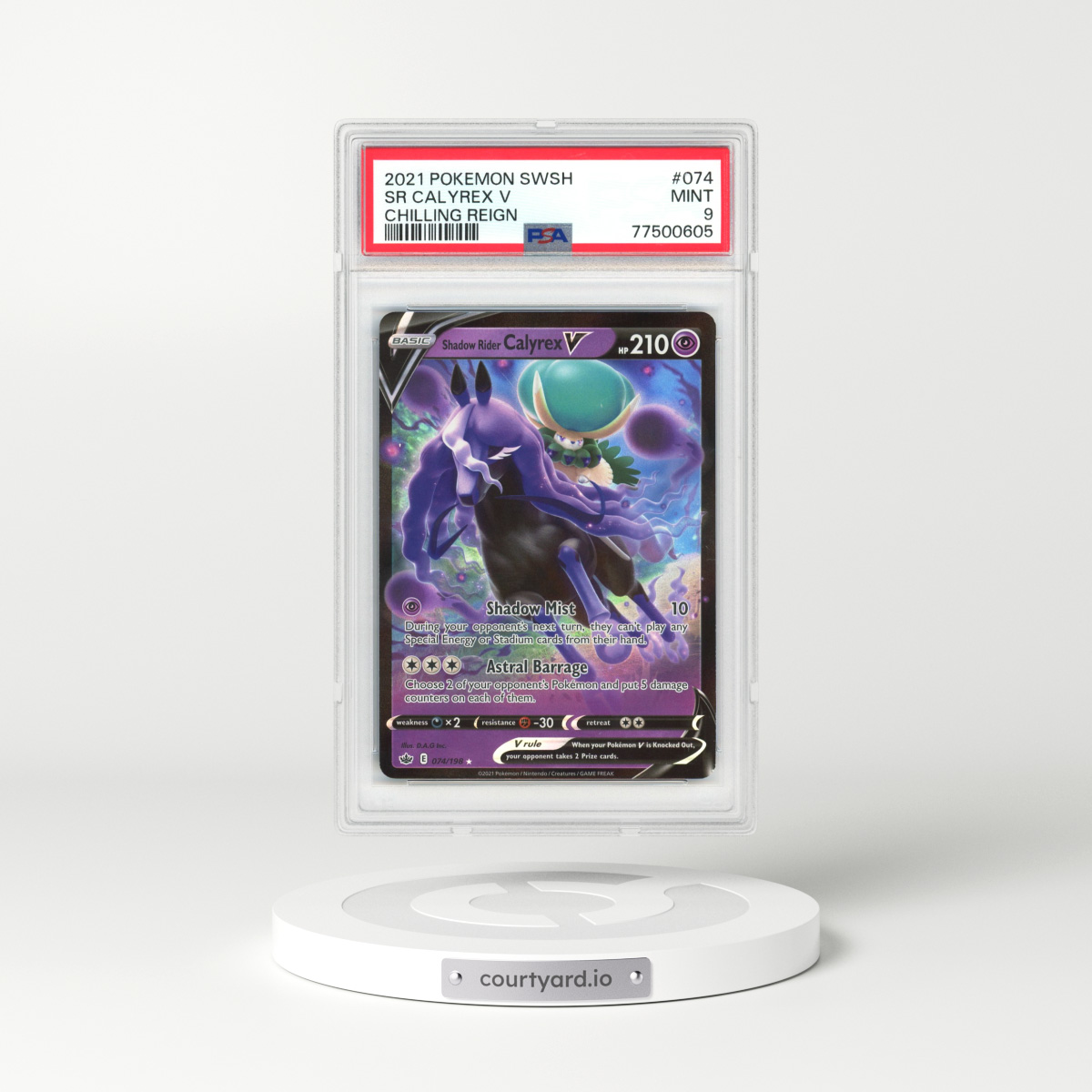 2021 Chilling Reign #074 Shadow Rider Calyrex V - Holo (PSA 9 MINT)