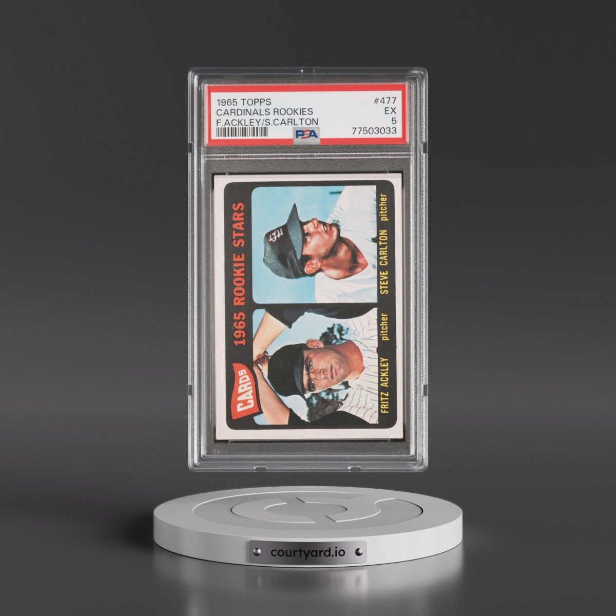 1965 Topps #477 Cardinals Rookies - Fritz Ackley/Steve Carlton (PSA 5 EX)