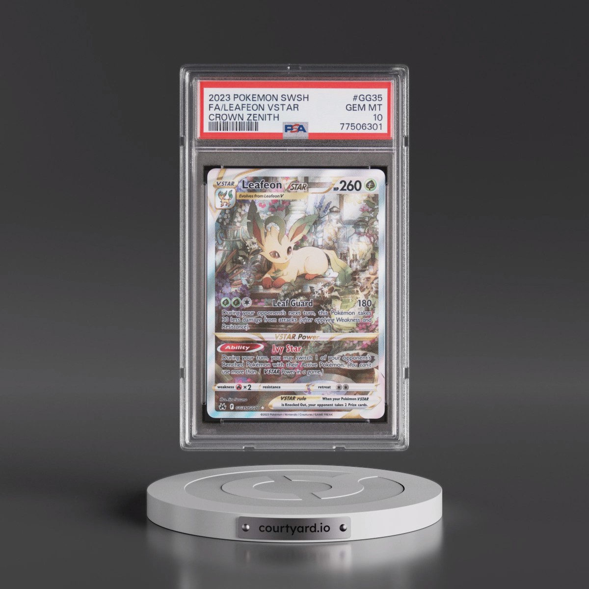 2023 Pokémon Sword and Shield Crown Zenith #GG35 Leafeon Vstar - Full Art (PSA 10 GEM MINT)