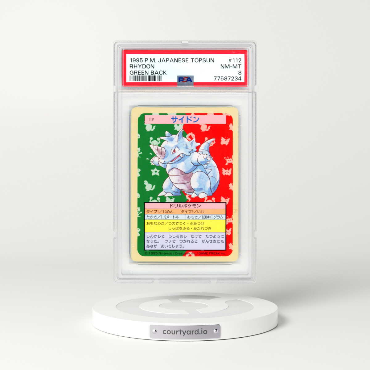 1997 (Only One Pokémon) Original Series #112 Rhydon - (Green Back) 2nd Print (PSA 8 NM-MT)