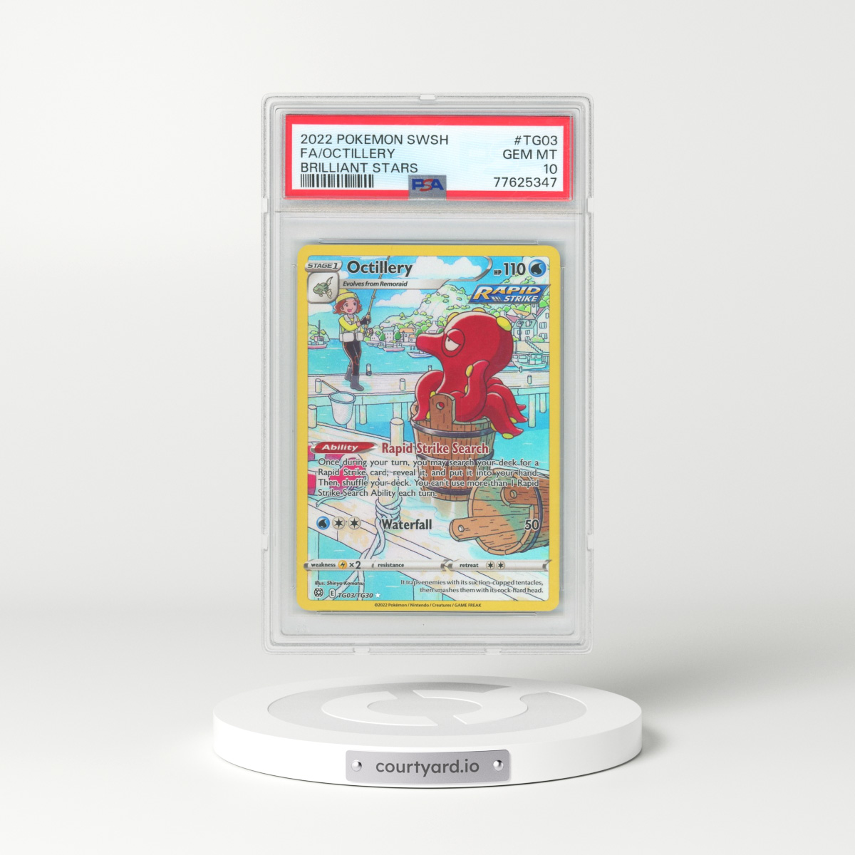2022 Pokémon Sword & Shield Brilliant Stars #TG03 Octillery - Full Art (PSA 10 GEM MINT)