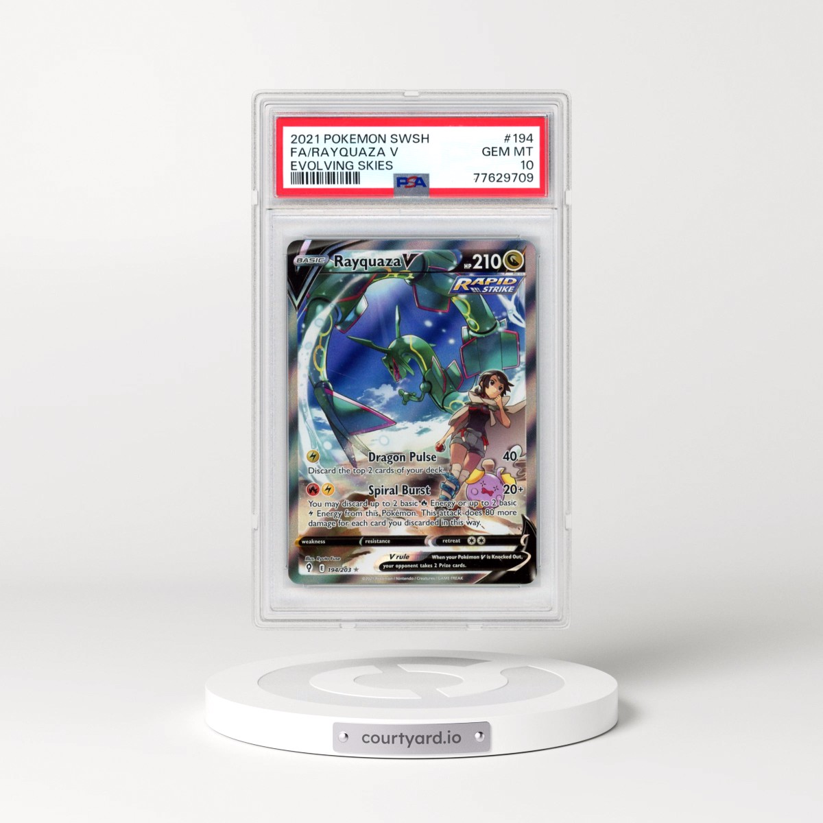 2021 Pokémon Sword & Shield Evolving Skies #194 Rayquaza V - Holo Full Art (PSA 10 GEM MINT)