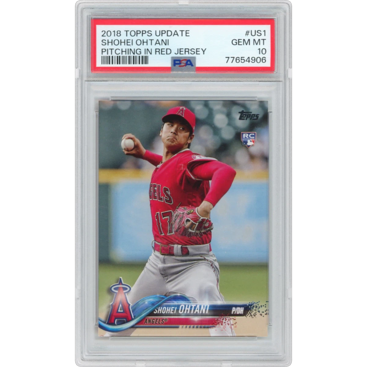 2018 Topps Update #US1 Shohei Ohtani - Pitching in Red Jersey (PSA 10 GEM MINT)
