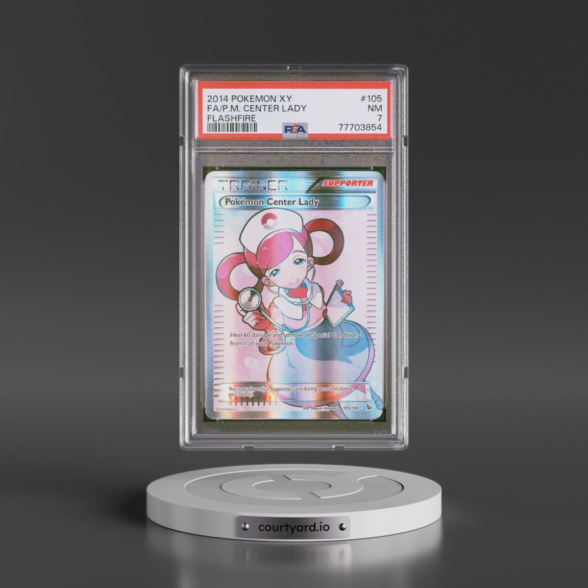 2014 Pokémon XY Flashfire #105 Pokemon Center Lady - Full Art (PSA 7 NM)