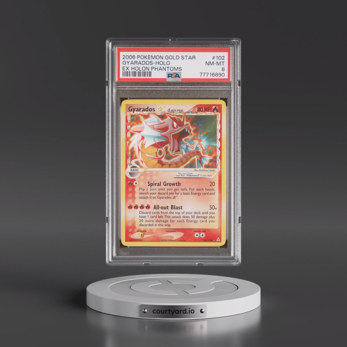 2006 Pokémon EX Holon Phantoms #102 Gyarados - Holo Gold Star (PSA 8 NM-MT)