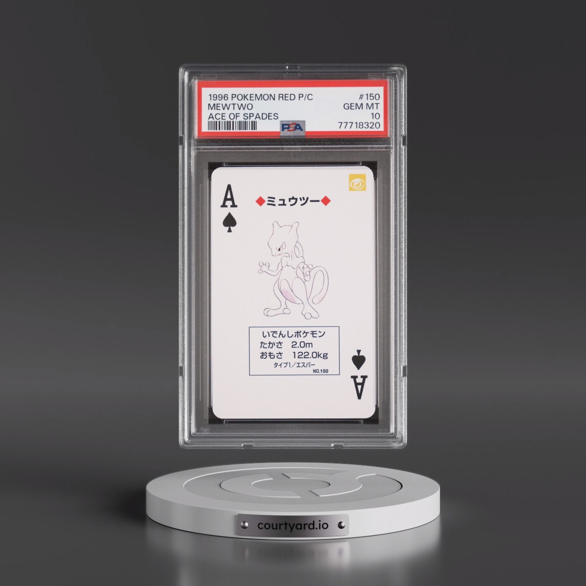 1996 Pokémon Red Version Playing Cards #150 Mewtwo - Ace of Spades (PSA 10 GEM MINT)