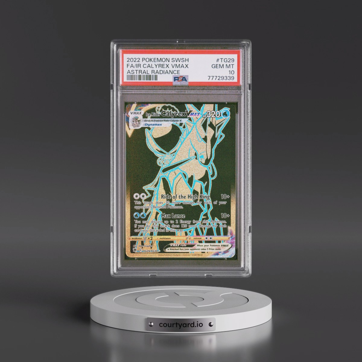 2022 Pokémon Sword & Shield Astral Radiance #TG29 Ice Rider Calyrex Vmax - Full Art (PSA 10 GEM MINT)