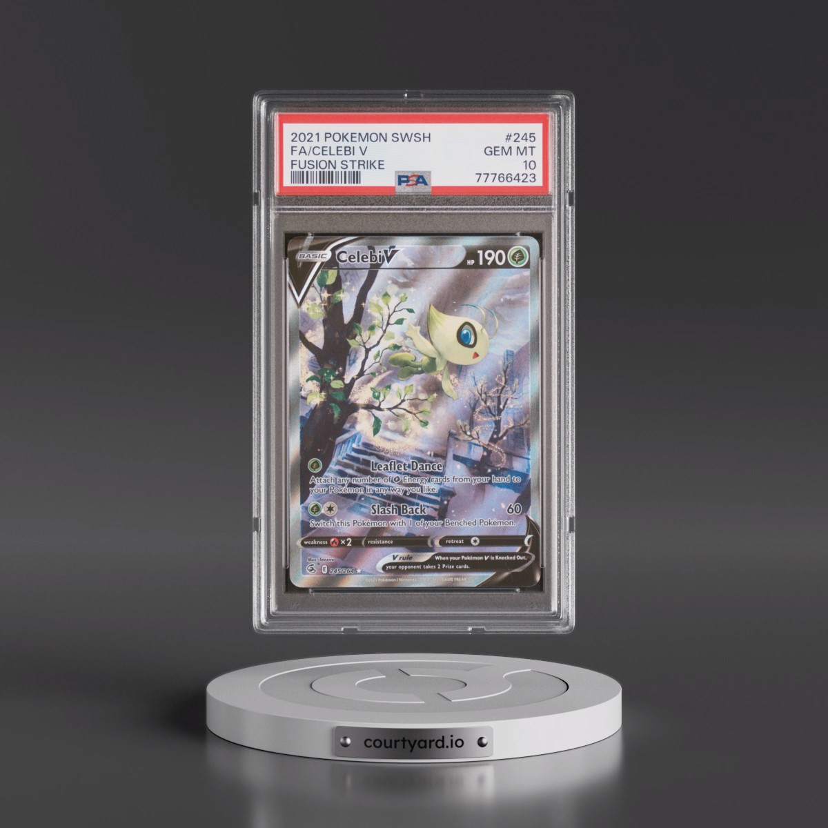 2021 Pokémon Sword & Shield Fusion Strike #245 Celebi V - Holo Full Art (PSA 10 GEM MINT)