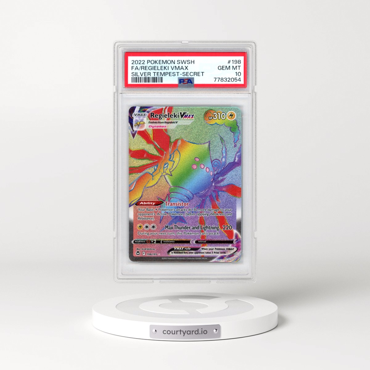 2022 Pokémon Sword & Shield Silver Tempest #198 Regieleki Vmax - Full Art Secret (PSA 10 GEM MINT)