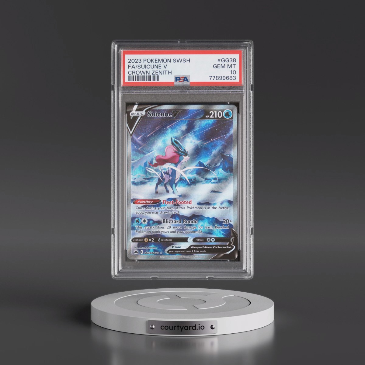 2023 Pokémon Sword and Shield Crown Zenith #GG38 Suicune V - Holo Full Art (PSA 10 GEM MINT)