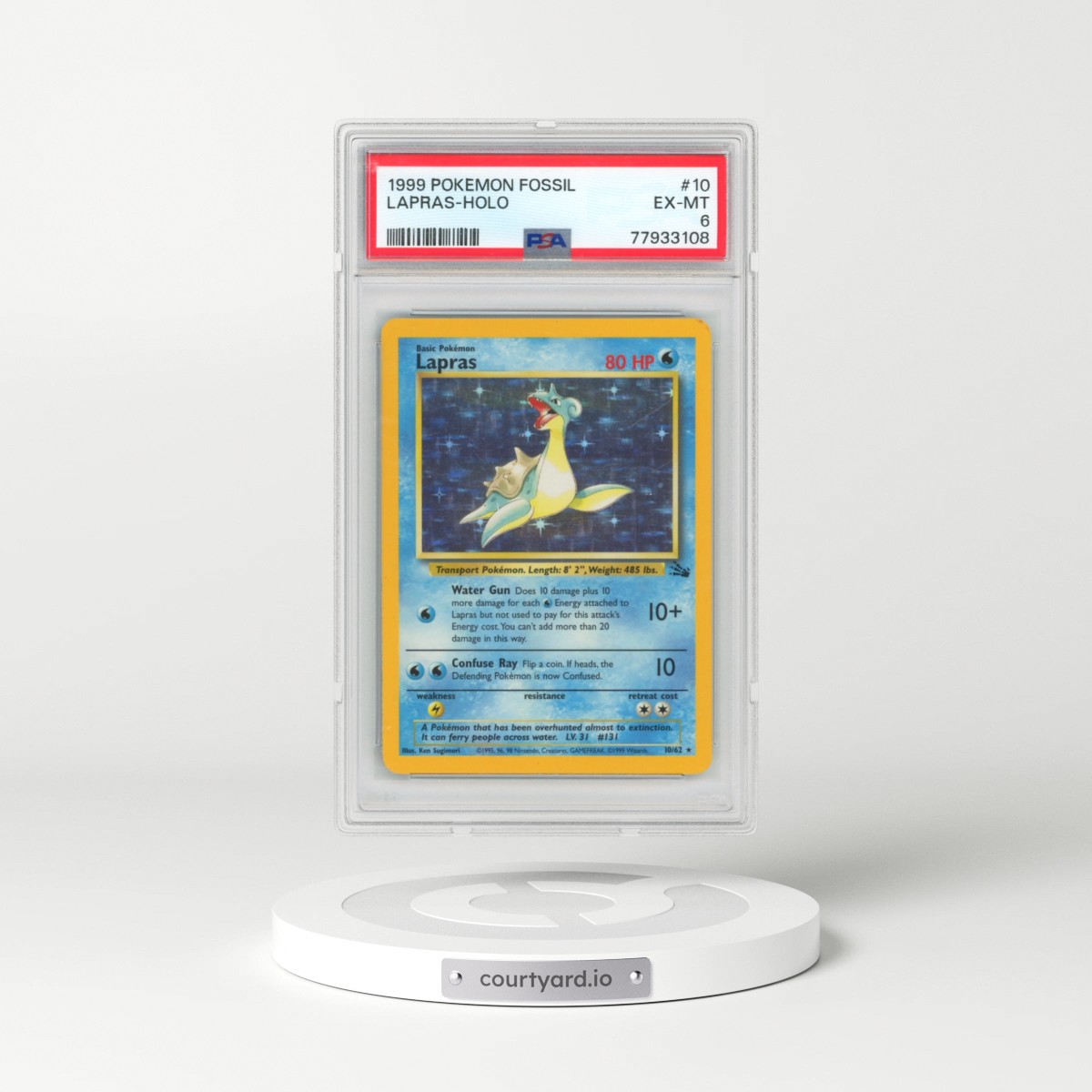 1999 Pokémon Fossil #10 Lapras - Holo (PSA 6 EX-MT)