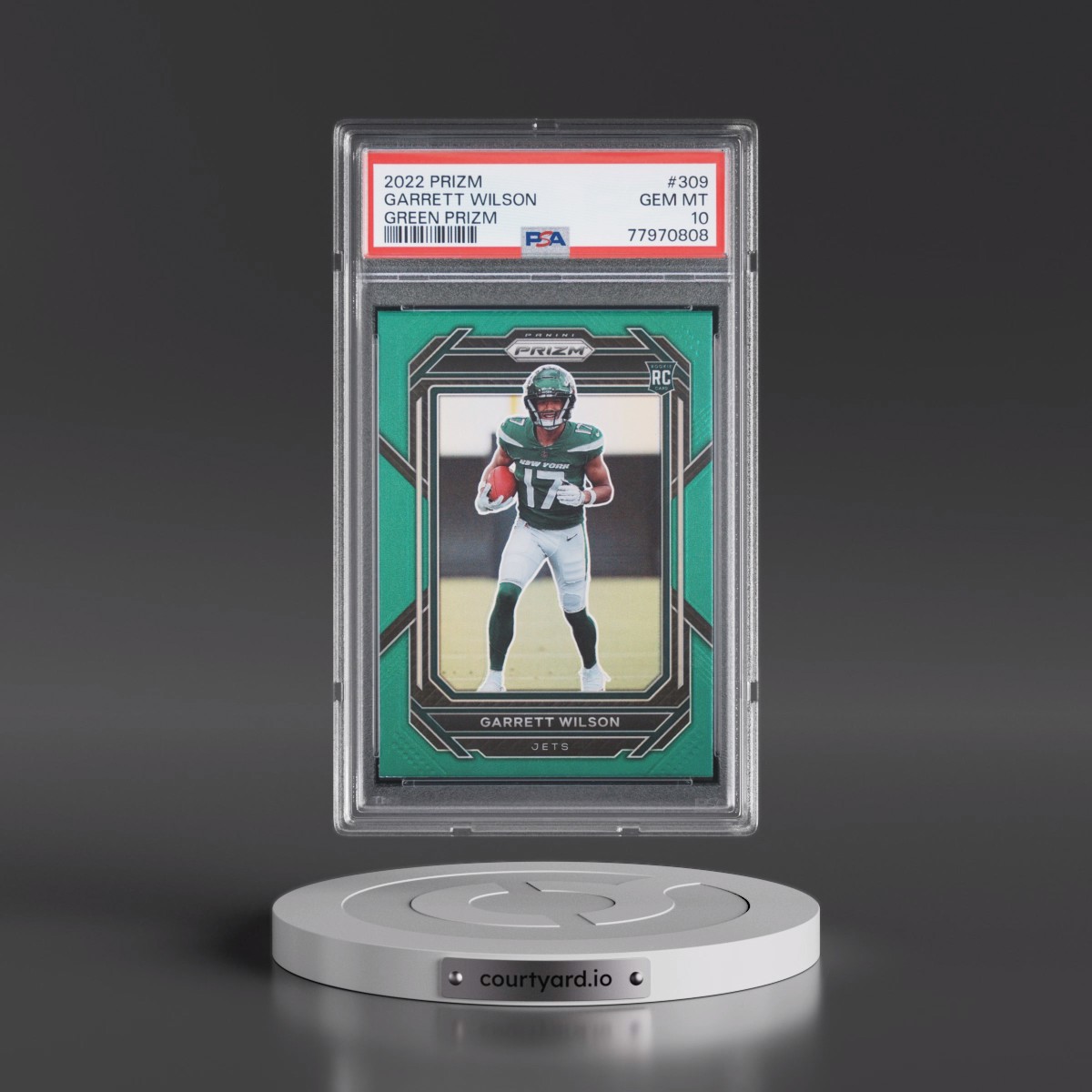 2022 Panini Prizm #309 Garrett Wilson - Green Prizm (PSA 10 GEM MINT)