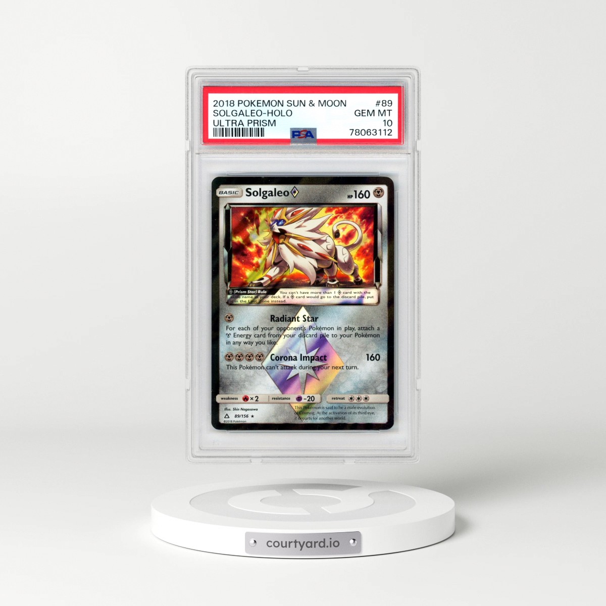 2018 Pokémon Sun & Moon Ultra Prism #89 Solgaleo - Holo (PSA 10 GEM MINT)