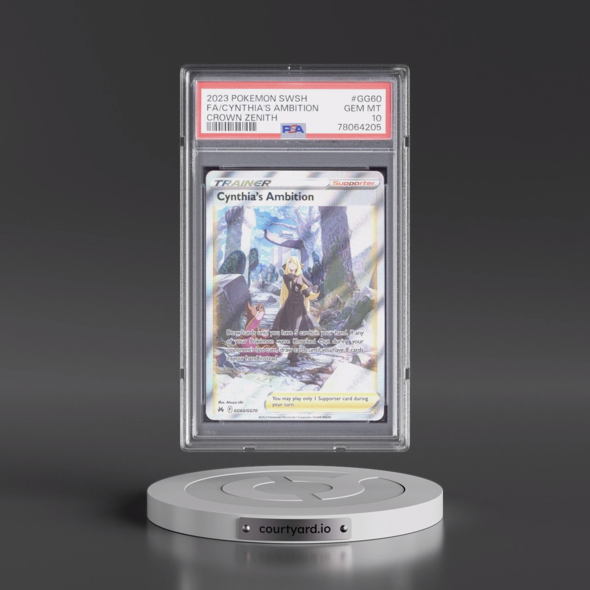 2023 Pokémon Sword and Shield Crown Zenith #GG60 Cynthia's Ambition - Full Art (PSA 10 GEM MINT)
