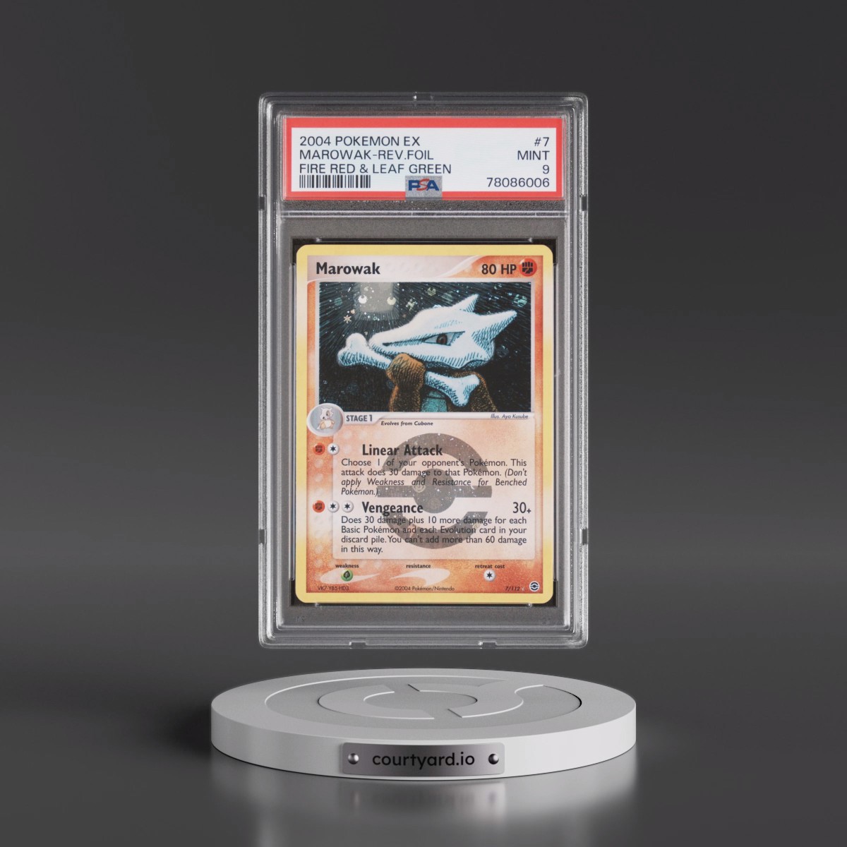 2004 Pokémon EX Fire Red & Leaf Green #7 Marowak - Reverse Foil (PSA 9 MINT)