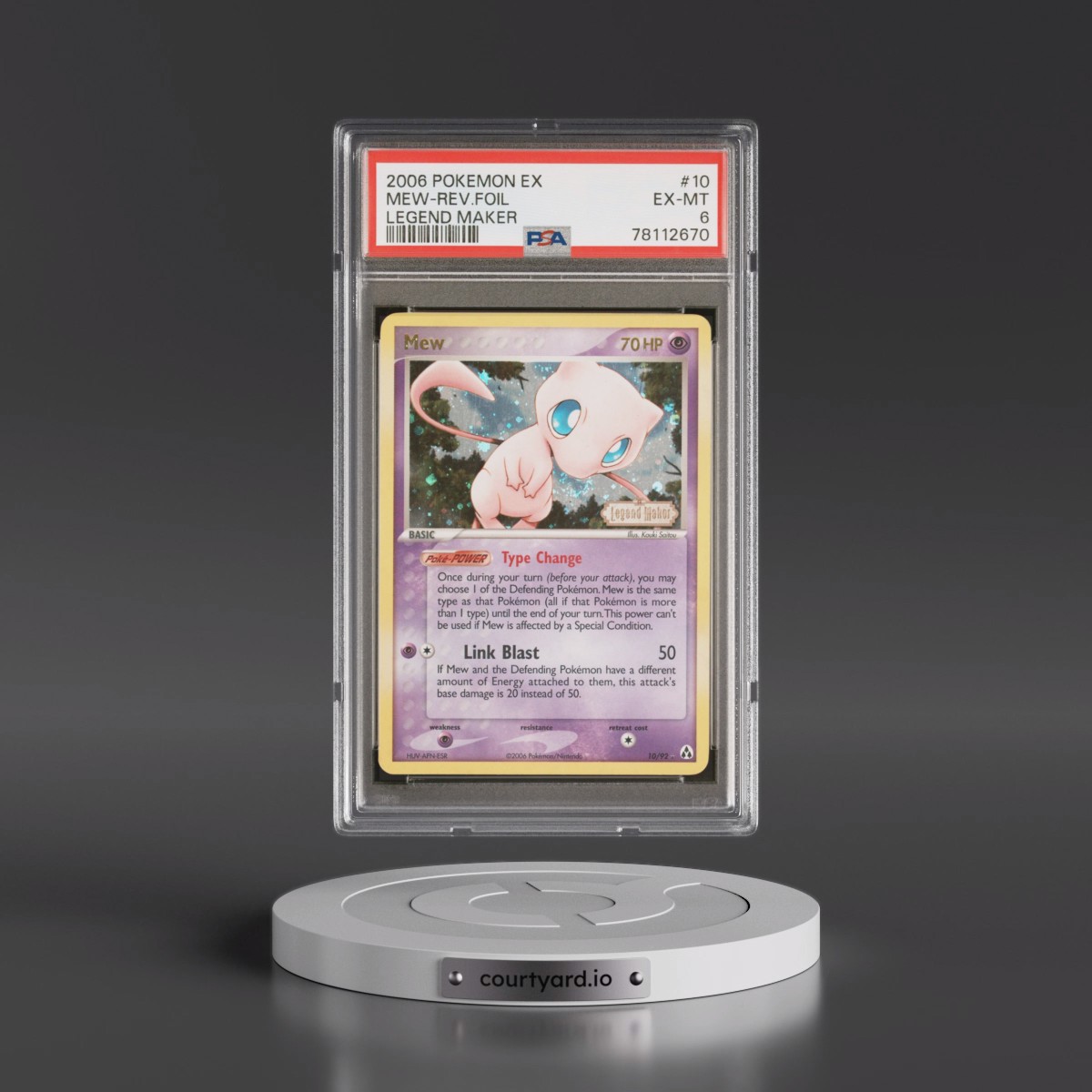 2006 Pokémon EX Legend Maker #10 Mew - Reverse Foil (PSA 6 EX-MT)