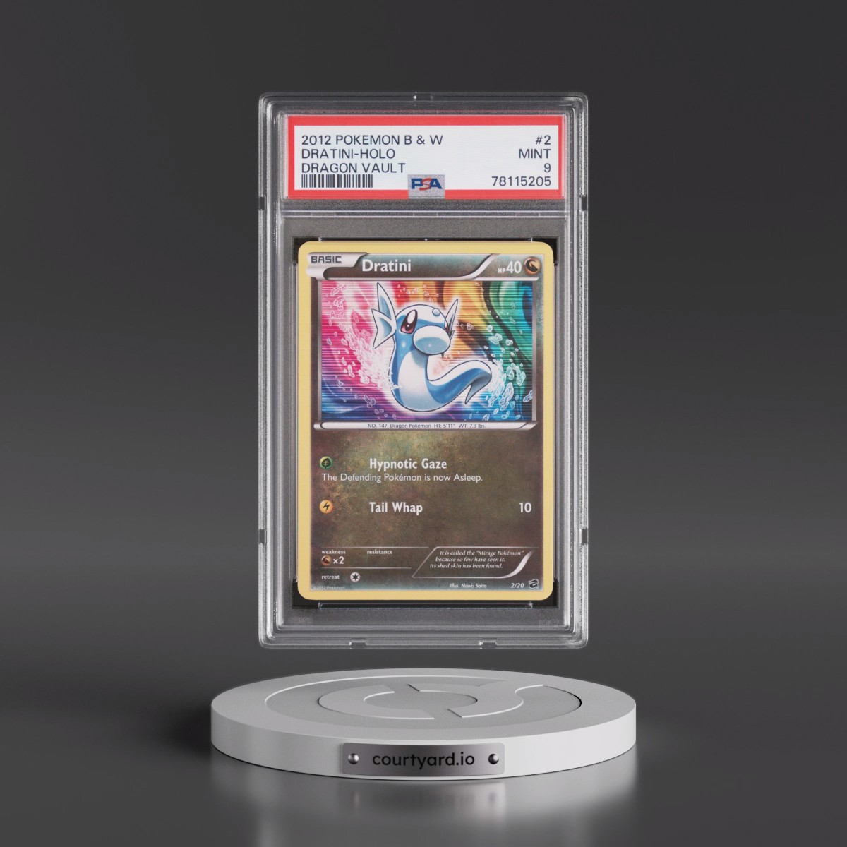 2012 Pokémon Black & White Dragon Vault #2 Dratini - Holo (PSA 9 MINT)