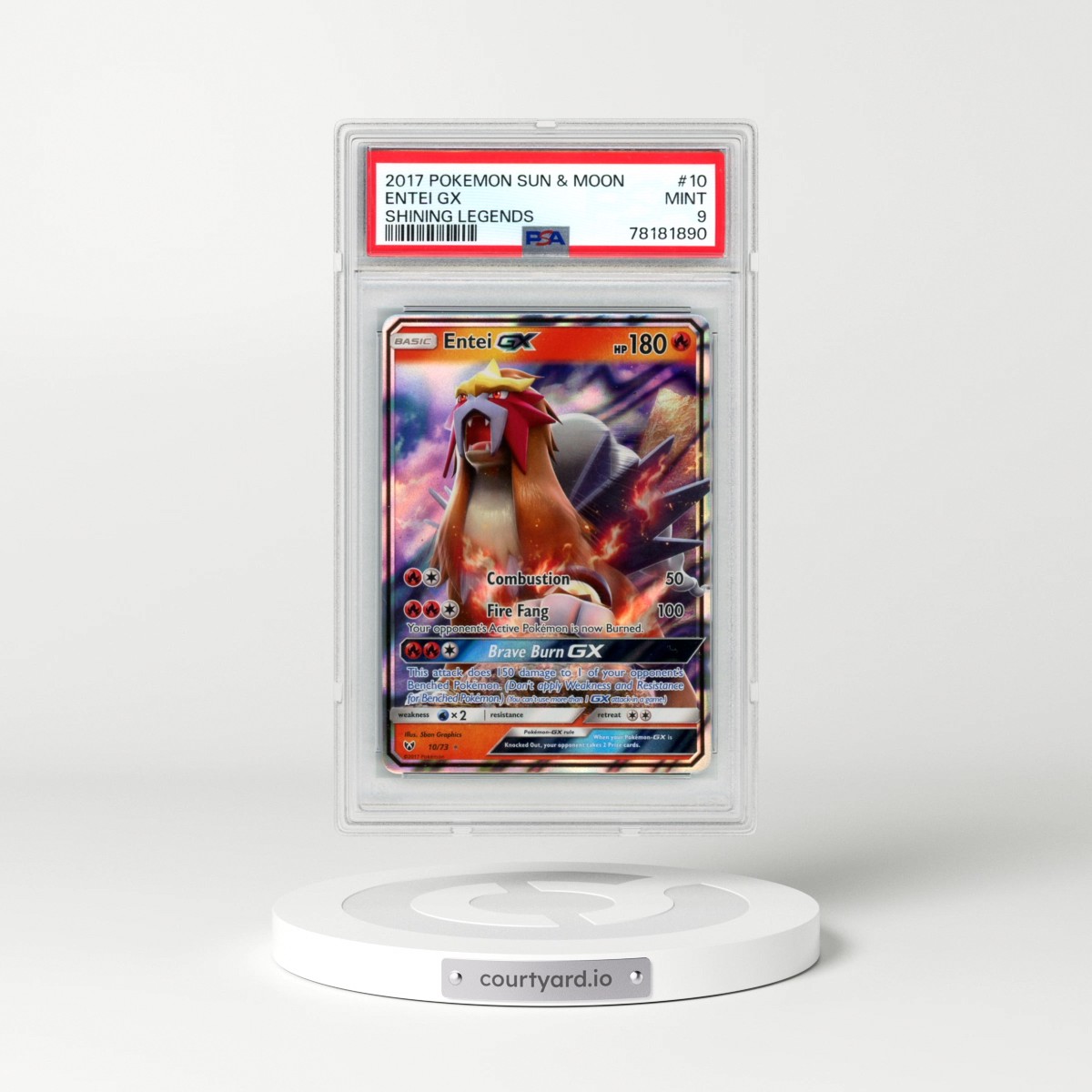 2017 Pokémon Sun & Moon Shining Legends #10 Entei GX - Holo (PSA 9 MINT)
