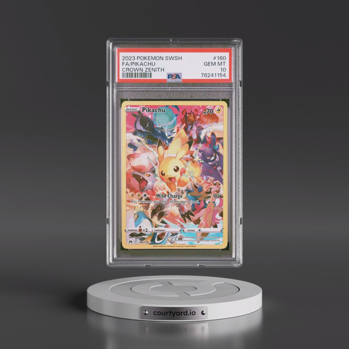 2023 Pokémon Sword and Shield Crown Zenith #160 Pikachu - Full Art (PSA 10 GEM MINT)