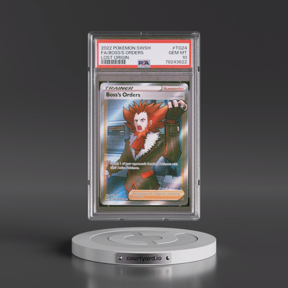 2022 Pokémon Sword & Shield Lost Origin #TG24 Boss's Orders - Full Art (PSA 10 GEM MINT)