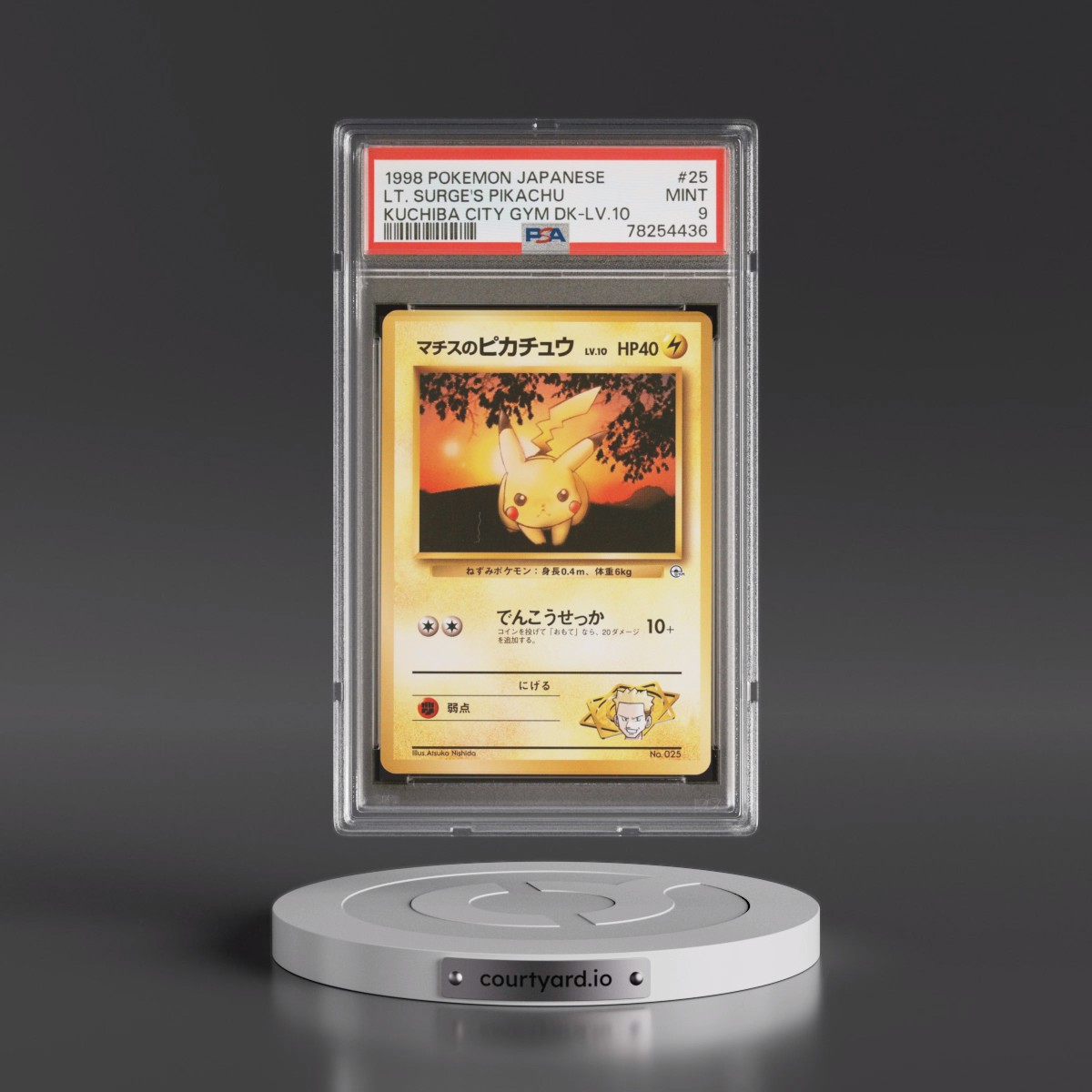 1998 Pokémon Kuchiba City Gym Deck #25 LT. Surge's Pikachu - LV.10 (PSA 9 MINT)