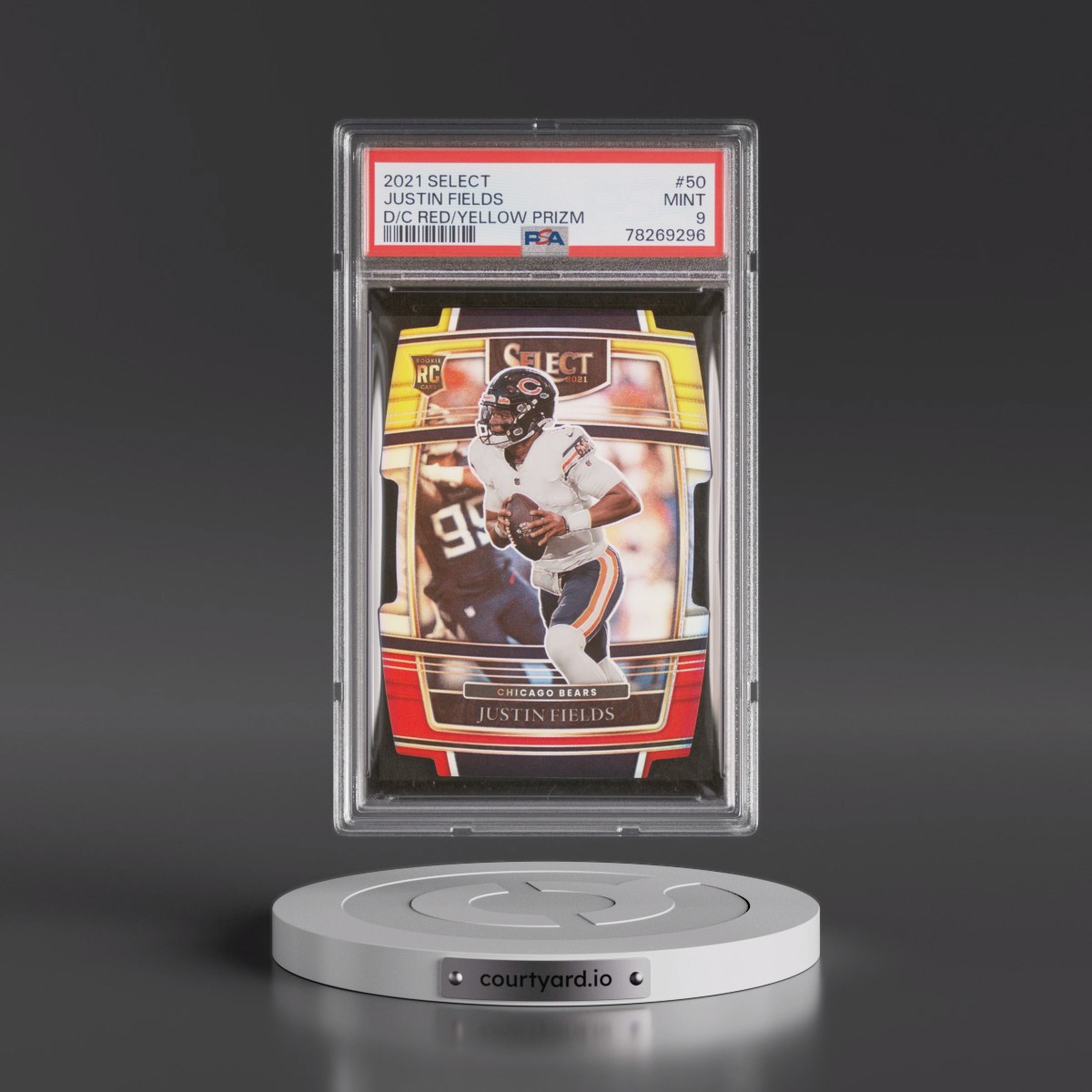 2021 Panini Select #50 Justin Fields - Die-Cut Red/Yellow Prizm (PSA 9 MINT)