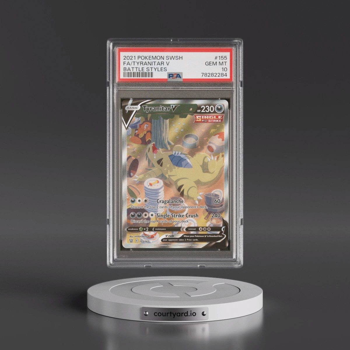 2021 Pokémon Sword & Shield Battle Styles #155 Tyranitar V - Holo Full Art (PSA 10 GEM MINT)