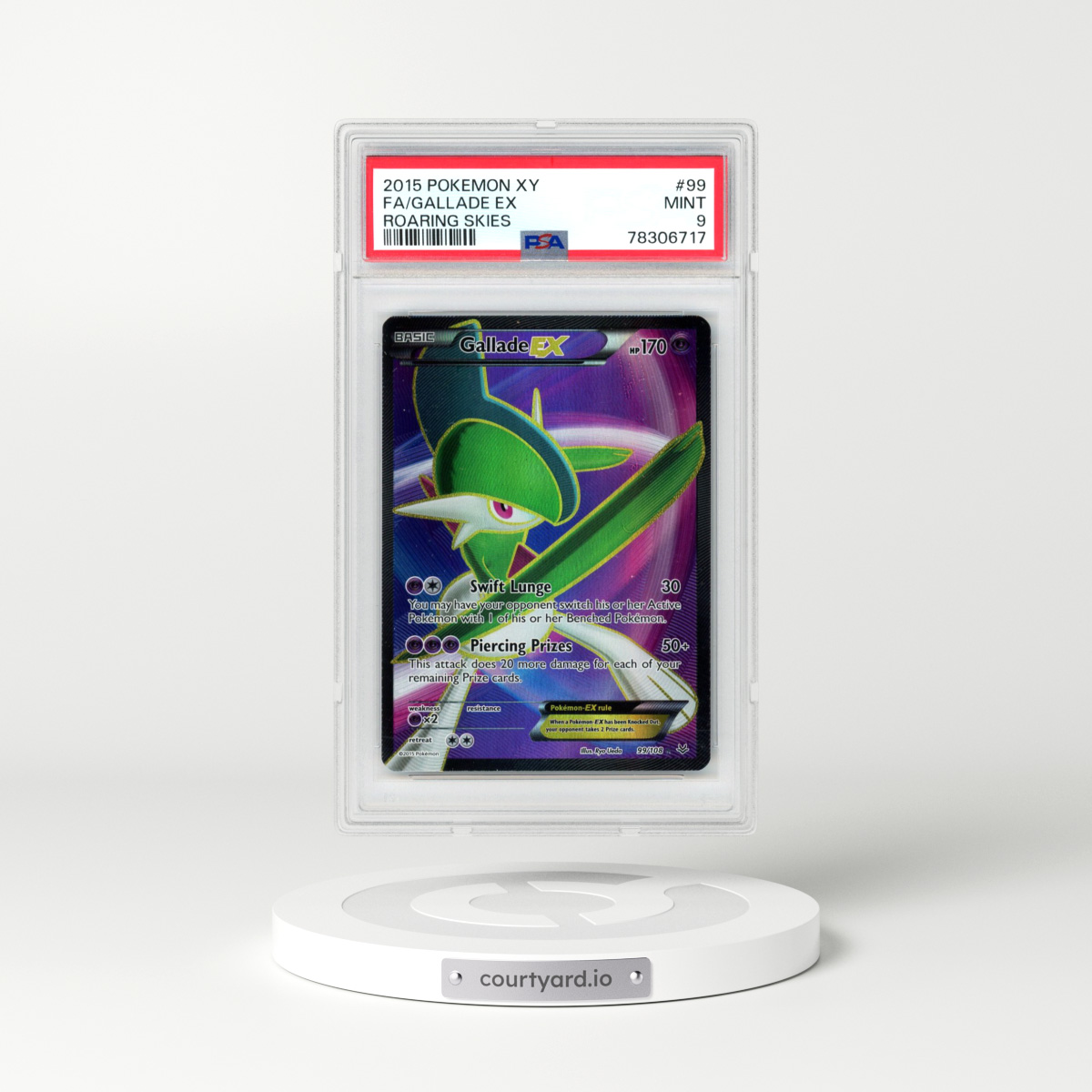 2015 Pokémon XY Roaring Skies #99 Gallade EX - Holo Full Art (PSA 9 MINT)
