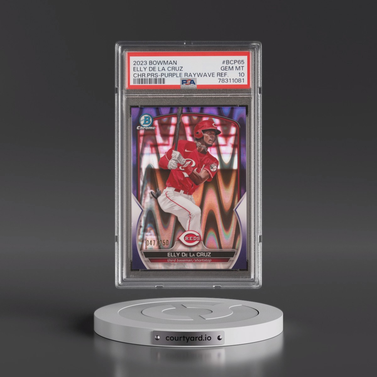 2023 Bowman Chrome Prospects Elly de La Cruz - Purple Raywave #BCP65 PSA 10