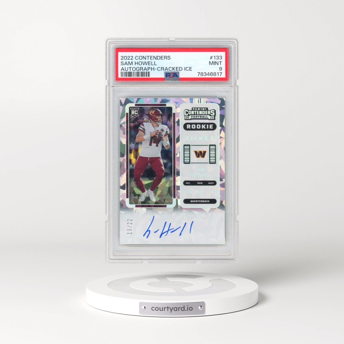 2022 Panini Contenders #133 Sam Howell - Autograph-Cracked Ice (PSA 9 MINT)