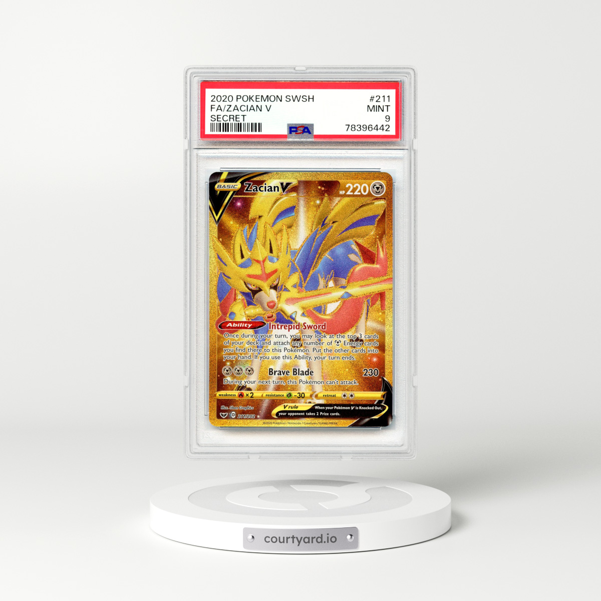 2020 Sword & Shield #211 Zacian V - Full Art Holo (PSA 9 MINT)